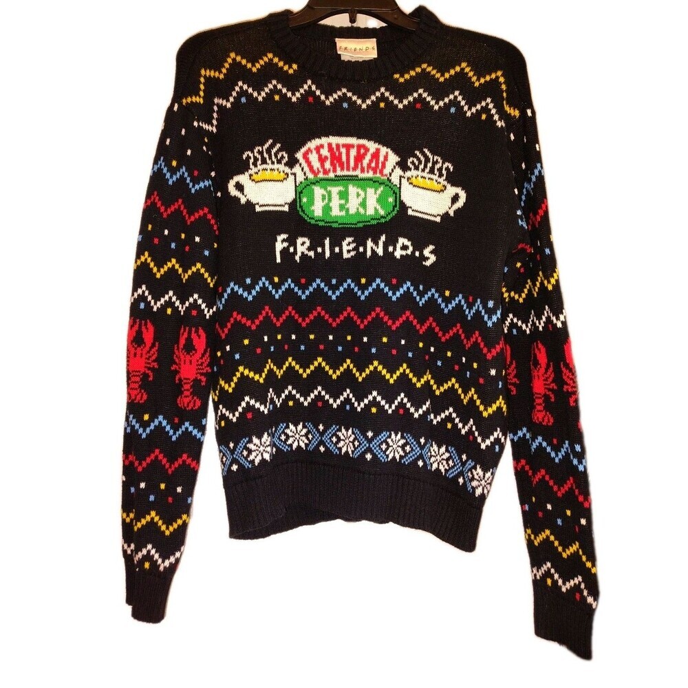 Friends TV Series "Central Perk" & Lobster Knit Sweater - Black, Size S